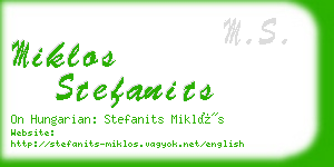 miklos stefanits business card